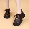 Mocassins vintage estilo britânico femininos, primavera e outono 2025, novos, sola grossa, salto alto, pequenos, masculinos, moda, cadarço, sapatos pequenos de couro