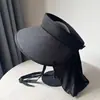Sombrero de ala ancha con protección solar tipo chal para mujer, protección de verano, sombrero de sol de paja tejido con parte superior vacía, plegable