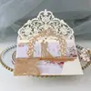 Tarjeta de Saludo Estéreo de Rosa para Boda Tarjeta del Día de San Valentín Invitación Polvo Brillante Dorado para Boda Stock Listo