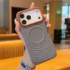 Compatível com capa de celular magnética para iPhone 17 Pro Max, capa de couro ondulado com moldura de metal para lente Samsung S26 Ultra