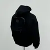 Roupas Masculinas Estilo Americano Transfronteiriças, Nova Blusa de Moletom com Capuz para Primavera com Design de Mochila nas Costas, Blusa Masculina em Cinza Mescla, Blusa Masculina da Moda