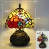 Nueva Lámpara de Mesa Tiffany Estilo Retro Americano Sala de Estar Estudio Lámparas Artesanales de Vidrio de Colores Pantalla de Lámpara Lámpara de Mesa Americana