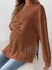 A Nova Roupa de Maternidade da Amazon Está Disponível para Vendas Transfronteiriças. Vendendo Tops de Gola Redonda, Manga Longa, Cor Sólida, Camisetas de Maternidade Casuais e Confortáveis
