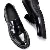 Mocasines de Suela Gruesa para Hombre de Cuero Genuino Slip-on Elevados de Charol Transpirables para Negocios Brillantes de Borde Abierto con Cuentas Zapatos de Cuero para Hombre