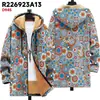 Chaqueta de Estilo Nuevo con Elementos de Patrón Multicolor Cremallera B35 Capucha Cardigan Grueso Invierno Forro Polar Algodón Abrigo con Forro Amarillo