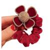 Anillo para el pelo de terciopelo rojo para niños, lazo para la cabeza, anillo para el pelo con pedrería, cuerda para el pelo de Año Nuevo para niña, accesorios para el pelo, tocado para niña, femenino