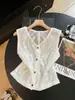 Top Chaleco de Ganchillo Hueco Estilo Nuevo de Guangzhou para Mujer, Moderno y Adelgazante, Top Delgado Versátil de Verano