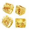 Anillo cuadrado para hombre al por mayor, dominante, de oro arena, con apertura de grifo 3D, cobre chapado en oro, para hombre
