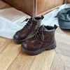 Botas Martin de moda para niñas, nueva colección primavera/otoño/invierno 2026, botines de cuero negro, elegantes y versátiles para niños, perfectos para usar al aire libre.