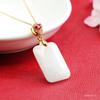 Colgante de Jade Hetian Natural Guan Yu Jade Blanco Colgante Cuadrado Collar Venta al por Mayor de Fábrica Dropshipping S2072117