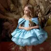 Vestido de niña con diseño de hombros descubiertos, vestido brillante de princesa, nuevo vestido abullonado de malla y satén, vestido de cumpleaños para un año, dropshipping transfronterizo