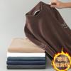 Ropa interior térmica De Rong de temperatura constante con forro polar, ropa interior gruesa, camisa básica para hombre, cuello medio alto, camiseta de manga larga de color sólido, ropa de otoño