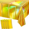 Mantel de Mesa para Fiesta de Papel de Aluminio Arcoíris Láser Rojo Rosa Láser Niña Cumpleaños Boda Fiesta Mantel Desechable Suministros