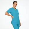 2026 Uniforme Cirúrgico Amazon Camisa Cirúrgica Gola V Roupa Cirúrgica Feminina Manga Curta Uniforme de Enfermeira Conjunto de Duas Peças