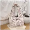 Bolso de Hombro de Lona Trendy Dulce Floral Estilo Coreano Nuevo Estilo Ins Lazo Lindo Trendy para el Trabajo