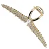 Presilha de Cabelo com Espiga de Trigo e Strass para Mulheres, Design Original de Alto Padrão, Estilo Sofisticado, Prendedor Jacaré para Penteados no Topo da Cabeça, Acessório de Cabelo da Moda Atacado