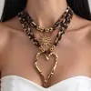 Collar Exagerado para Clavícula con Colgante de Caracola Espiral Estilo Oceánico Transfronterizo Europeo y Americano Gargantilla Corta Sexy con Estampado de Leopardo