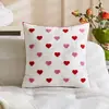 Funda de Almohada para Pareja Seleccionada Cuidadosamente Transfronteriza con Bordado de Toalla Roja, Bordado de Corazón Rosa, Funda de Almohada de Amor para el Día de San Valentín