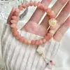 Pulsera de Raíz de Bodhi Desgastada con Gradiente Rosa de Doble Círculo para Mujer, Accesorio de Hilo Manual Artístico para Transmisión en Vivo de Tiktok