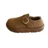Sapatos Peludos com Solado Grosso para Mulheres 2025 Inverno Novo Estilo Retrô com Adição de Lã e Algodão Quente Espessado Sapatos Versáteis de Inverno
