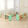 Armário Combinado de Armazenamento com Embalagem Macia de Madeira Maciça para Crianças do Jardim de Infância, Armário de Auxílio Didático Montessori, Armário com Quadro de Desenho Canto de Área Anticolisão para Bebês