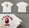Camiseta unisex de manga curta da marca tendência BAPE, co-branded com design de camuflagem de cabeça de macaco, caimento solto de alta qualidade
