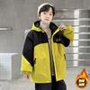 Jaquetas de Outono e Inverno para Meninos 2025 Novo Estilo Roupas Infantis para Meninos Grandes Jaqueta Corta-Vento Espessa Estilosa com Forro de Lã Moda de Inverno