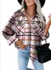 Comercio Exterior Europeo y Americano Transfronterizo Camisa de Cuadros de Lana Franela con Botones Chaqueta Nueva Otoño e Invierno 2023 Amazon