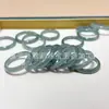 Anillo de Jade Natural Grado A Tipo Hielo Jadeíta Agua Azul Banda Lisa Anillo Unisex Anillo de Jade Fino Anillos de Pareja