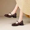 Zapatos Mary Jane de Cuero Retro para Mujer Wxp(Wz)-3066