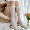 Calcetines de Estilo Ballet Huecos con Volantes para Primavera y Verano Jk Transpirables Frescos de Media Pantorrilla Calcetines de Encaje para Pantorrilla Mary Jane para Mujer