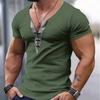 Camiseta de verano para hombre de Amazon, de cuello en V, a juego de colores, de manga corta, para adolescentes, corte ajustado, deportiva, para fitness, top para hombre
