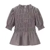 Comercio Exterior Transfronterizo Ropa de Mujer Verano Nuevo Estilo Moda Estilo Europeo y Americano Camisa de Manga Corta de Cuadros de Panal Top