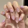 Unhas Portáteis Formato Oval Curto, Gradiente Simples Rosa Nude, Removíveis e Reutilizáveis, 30 Peças de Unhas Postiças Prontas