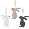 Decoración Creativa Nueva de Pascua Transfronteriza Artículos Colgante de Conejo de Madera Decoración del Hogar Color Sólido Colgante de Conejo Pequeño Blanco y Negro