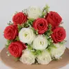 Flores Artificiales de Rosa Transfronterizas, 12 Ramos Grandes de Flores Artificiales, Adornos de Decoración para Interiores, Flores Secas para Bodas, Flores de Seda, Flores de Plástico al por Mayor