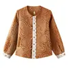 Nueva chaqueta jacquard estilo chino para mujer, colección de otoño, cuello redondo, con ribete de encaje, elegante y con estilo, adecuada para mujeres de mediana edad y mayores