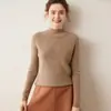 Tricô Básico 100% Caxemira Pura com Gola Alta Curta para Mulheres, Roupa de Trabalho Macia e Sedosa, Camada Interna Diária e Tricô Base