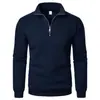 Sudadera de hombre con media cremallera y cuello alto, top liso holgado de manga larga, jersey casual versátil, directo del fabricante