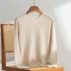 Suéter 100% Cachemira Pura para Mujer Casual Versátil Moda Simple Color Sólido Cuello Redondo Jersey Suéter de Punto de Manga Larga
