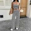 Bai Fen Zhi Yi2025 Nuevo Conjunto de Moda Transfronterizo Estilo Sencillo con Top de Tubo Rayado y Pantalones Largos para Mujer Verano