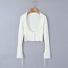 Traje de punto europeo y americano Ropa de otoño para mujer Estilo American Spice Girls Chaqueta de punto con top de tirantes Falda plisada con cordón