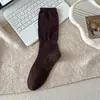 Miu miu aire ~ patrón oscuro calcetines de espiga de trigo para mujer primavera otoño retro huecos hasta la mitad de la pantorrilla zapatos Birkenstock calcetines gruesos de confinamiento