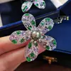 Acessórios DIY Broche Flor Bauhinia Colorido Elegante Diamante Zircônia Micro-Pavimentada Feminino Broche de Alto Padrão Porta Vazio para Corsage de Pérola