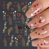 Pegatinas Transfronterizas para Uñas Nuevas Día de San Valentín Estampado Dorado Líneas de Corazón Simples Uñas de Hada Pegatinas Adhesivas para DIY