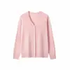 Cárdigan de punto ligero con cuello en V y manga larga para mujer, 100% lana peinada de alta cuenta, ultra fino y antipelusa, nuevo para otoño e invierno 2026