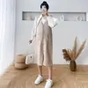 Vestido Vintage com Alça de Gola para Mulheres, Outono/Inverno 2026 Novo Vestido Longo Suéter Casual Solto Tendência