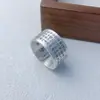 Anel Retro Taoísta Prata Pura 999 Luz Dourada Mantra para Homens e Mulheres Aberto Dedo Indicador Único Joia Simples Antiga de Prata Esterlina