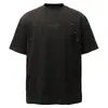 Camiseta de Manga Curta com Rebites Desconstruída em Tecido Pesado, Design com Costura Visível, Top da Moda com Caimento Solto para Subcultura, Unissex