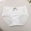 Calcinha Fio Dental Feminina Sexy Cor Sólida Renda na Borda Ajustada ao Corpo Amiga da Pele Cintura Média Laço Gancho Estendido Respirável Confortável